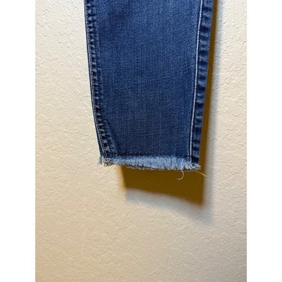 7 For All Mankind Blair Ankle Skinny Jeans Dark Wash Denim Frayed Hem - Picture 3 of 5